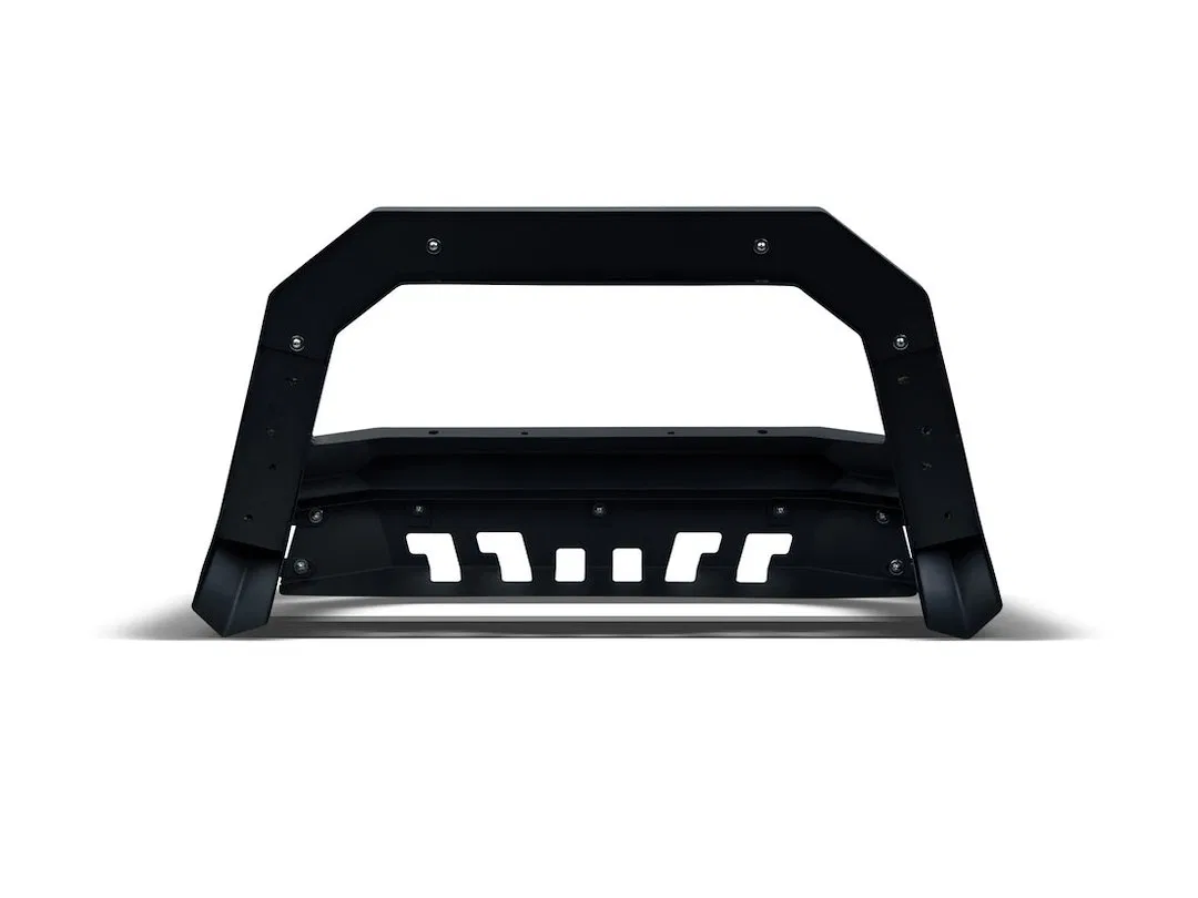 8724309 – ARMORDILLO Bull Bar, Powder Coated Matte Black Steel With Light Mounting Tabs With Skid Plate